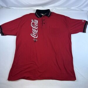 Vintage 1990s‎ Coca-Cola Coke Polo Shirt Men's XL Red Pocket Work Uniform USA